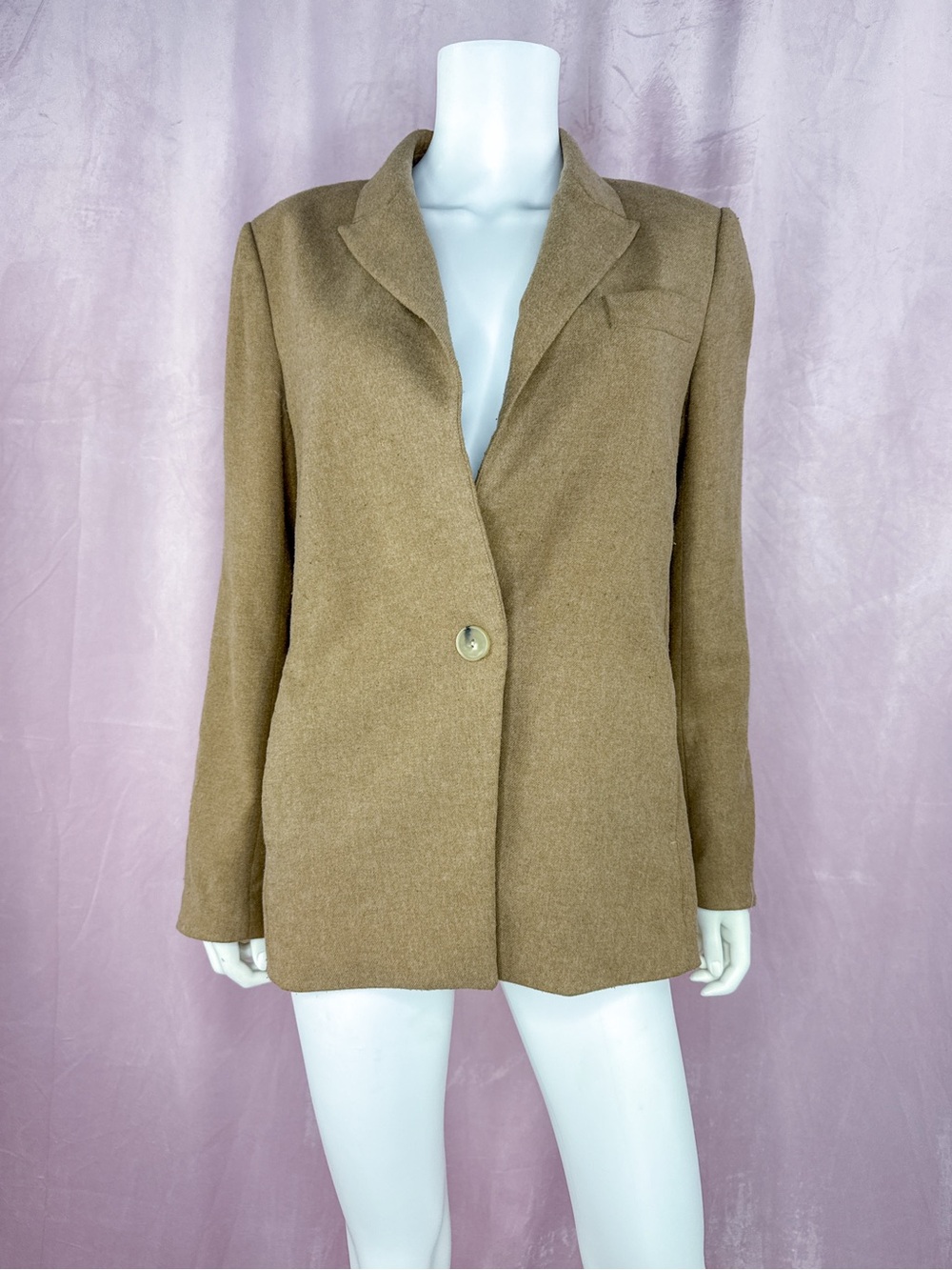 Vince Womens Wool Blend One Button Long Sleeve Lined Blazer Tan Size 8